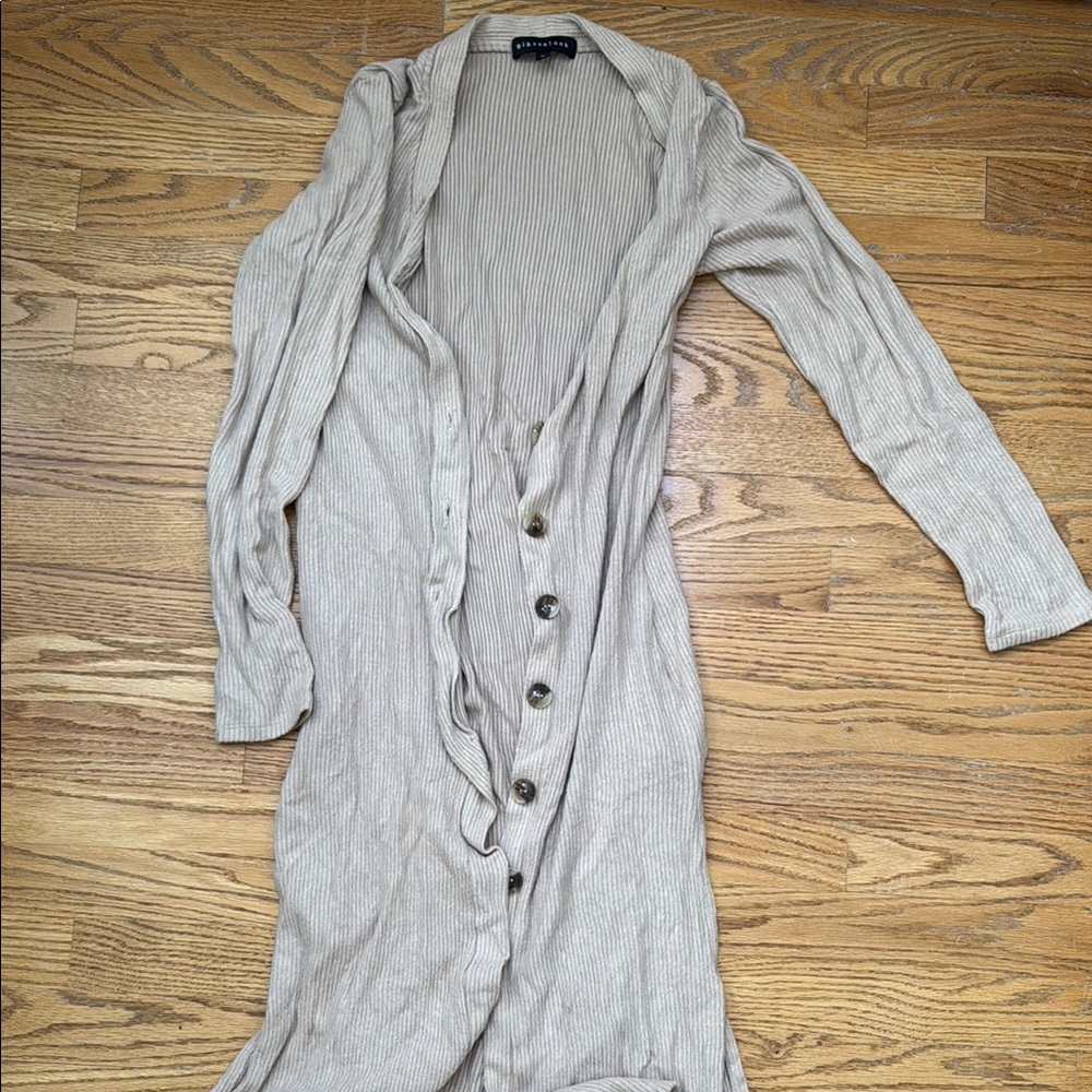 Striped Long Cardigan with Buttons